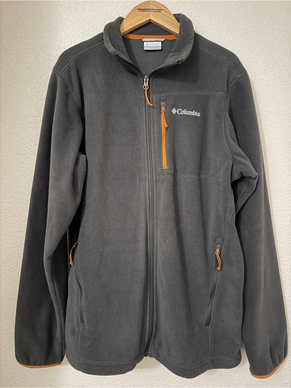 Columbia Dark Gray Fleece Jacket with Orange Accents